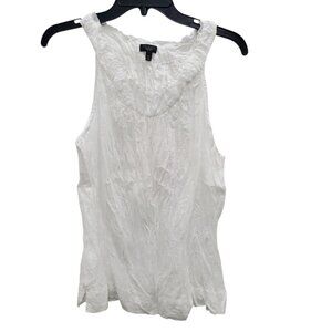 Talbots‎ Petite White Twist Crinkle Lightweight 100% Cotton Sleeveless Tank 14P